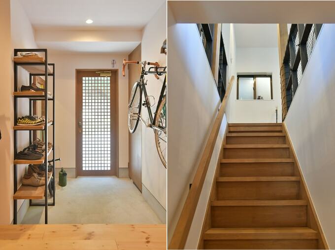 オリジナルの格子状玄関扉