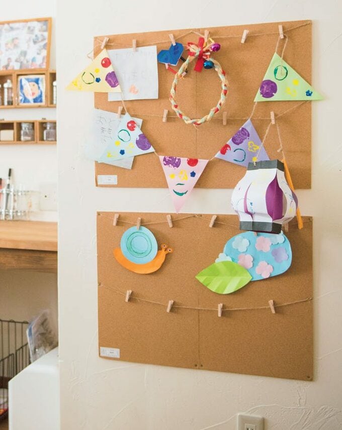 コルクボードこどもの作品