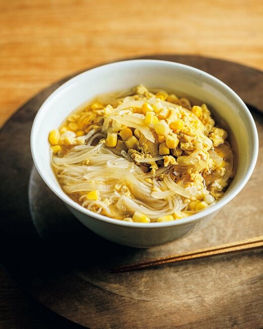トウモロコシとかき玉のにゅうめん