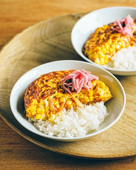 カニかまとトウモコロシの天津飯風