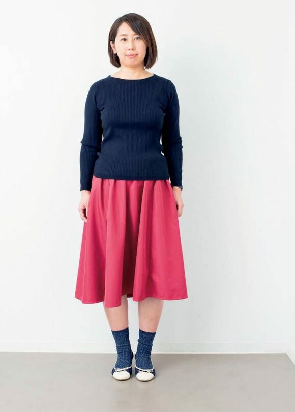 赤系ひざ下スカート