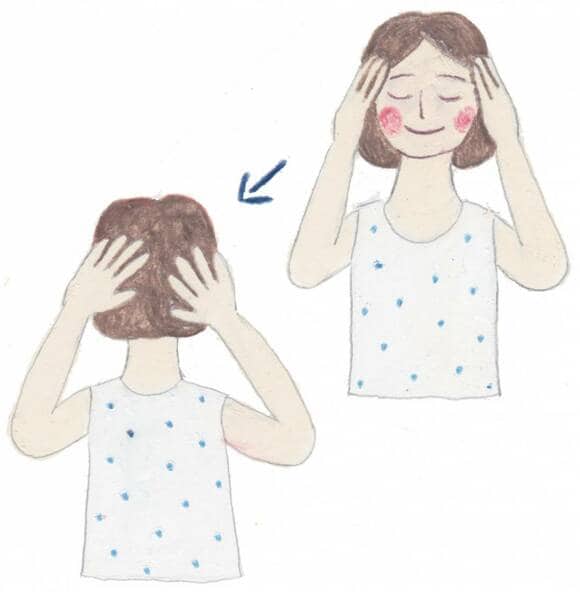 イラスト女性頭マッサージ