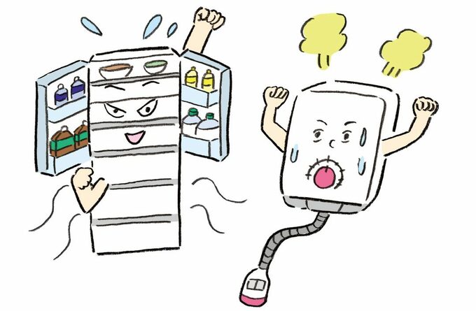 冷蔵庫と給湯器のイラスト