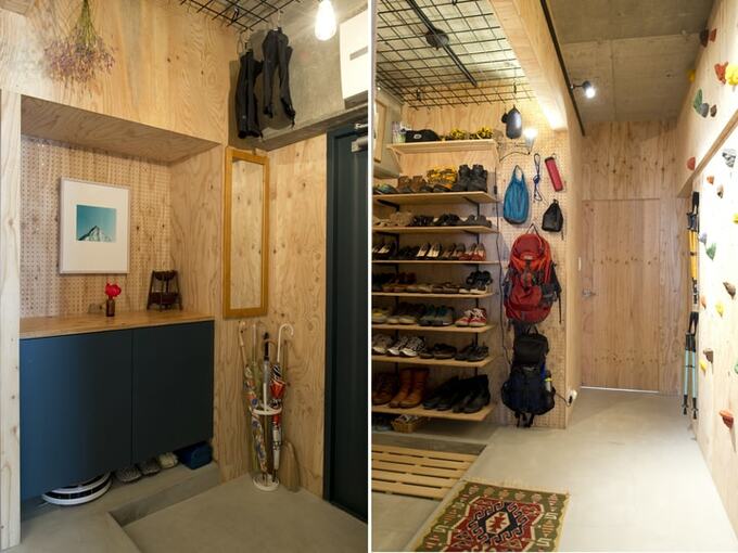 アウトドアショップのような玄関