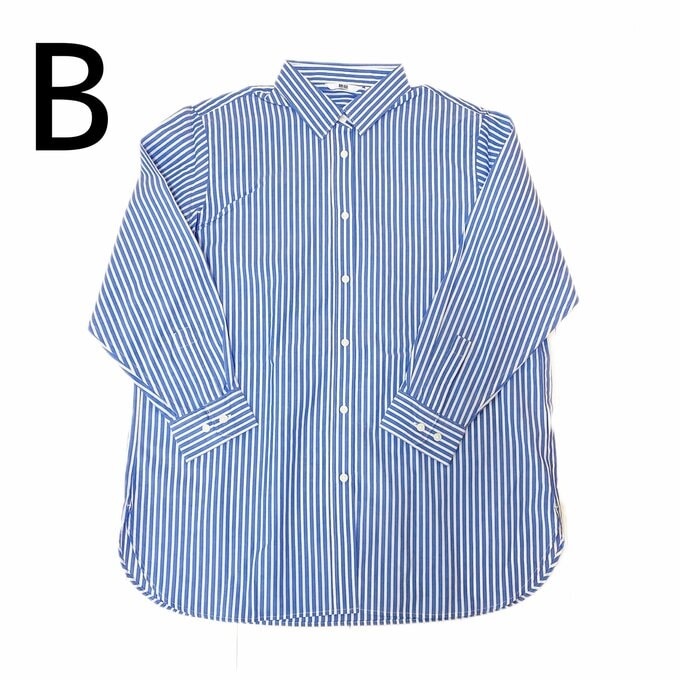 コットンストライプロングシャツ