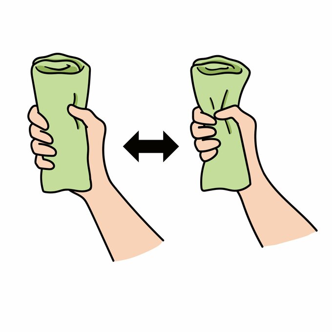 タオルを3割程度の力で握った状態で、2分間キープする