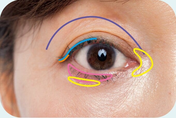 アイメイク色のせる場所