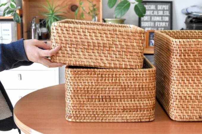 バスケット同士をぐらつくことなく重ねることができる