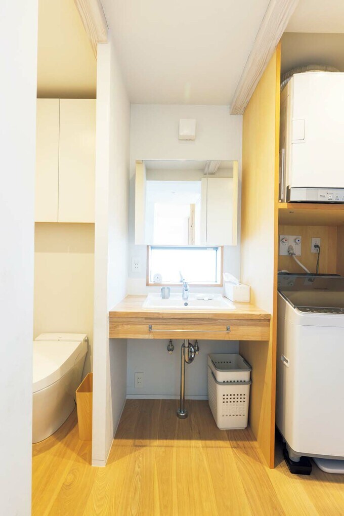 オープンな洗面脱衣室