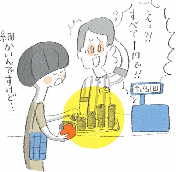 小銭を使って買い物する