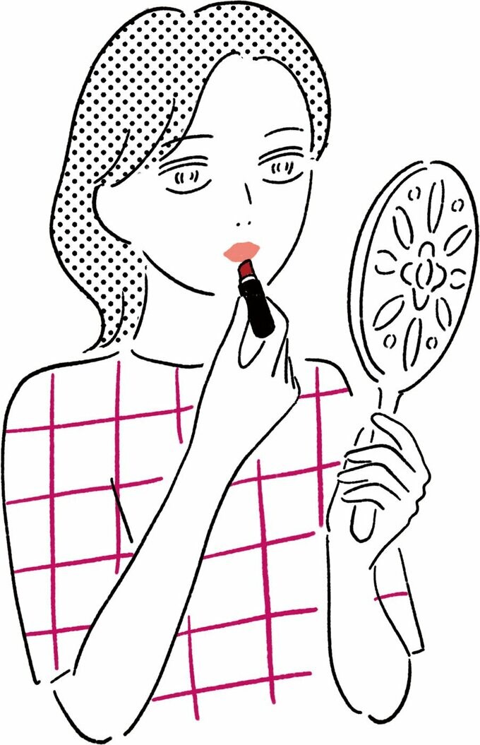 リップを塗っているイラスト