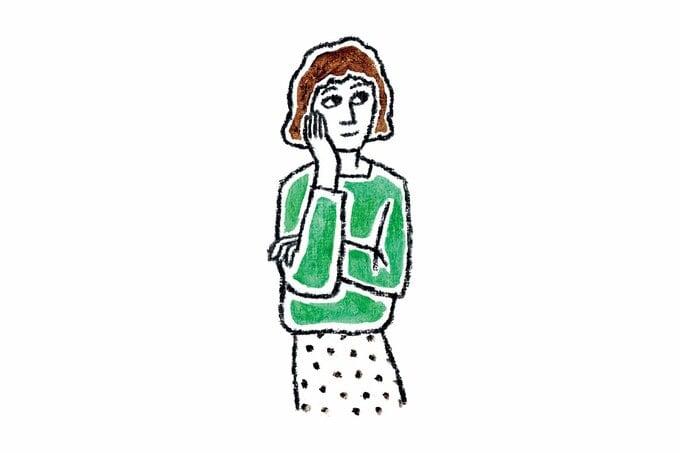 考える女性のイラスト