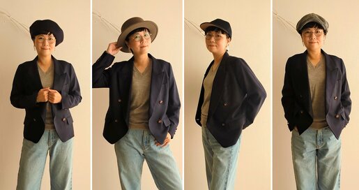 同じ服でも「帽子」で簡単印象チェンジ。大人世代のジャケット着こなしアイデア4つ