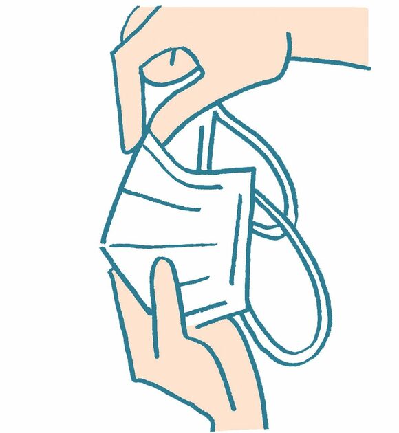 イラストマスクを上下に広げる