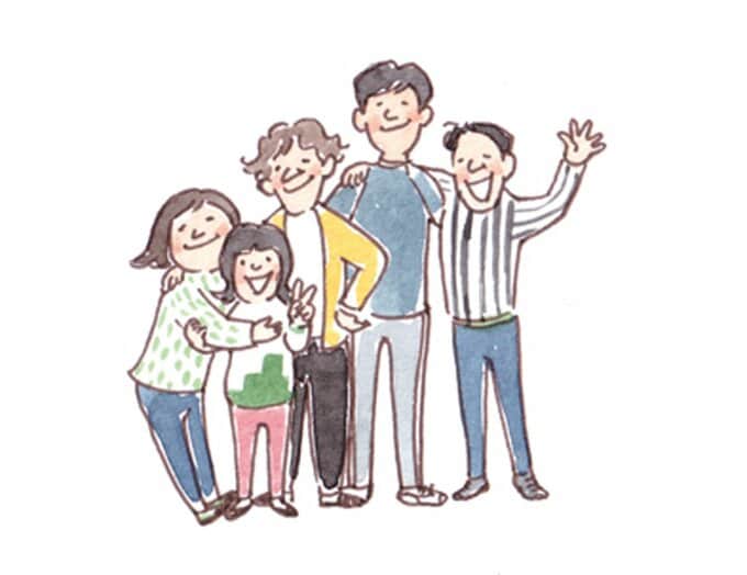 5人家族のイラスト