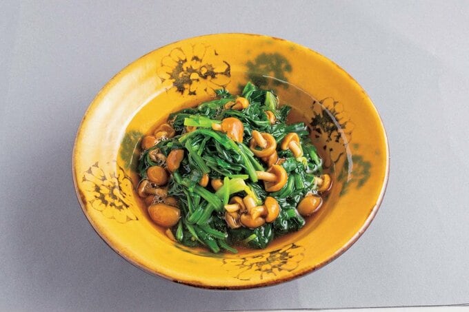 ナメコとホウレンソウのおひたし