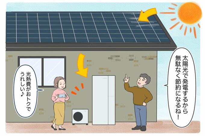 太陽光発電を利用しているイラスト