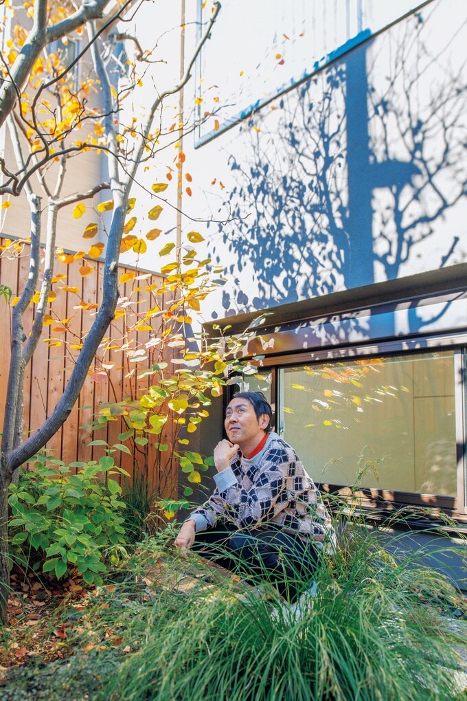 シンボルツリーとしてジューンベリーを植えた庭