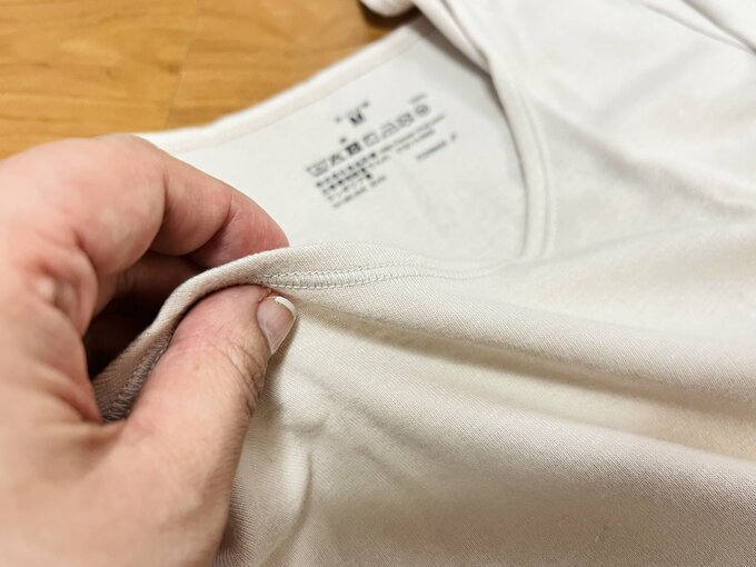 「無印良品」婦人 あったか綿 Uネック八分袖Tシャツ カラー:ライトベージュ 1,490円