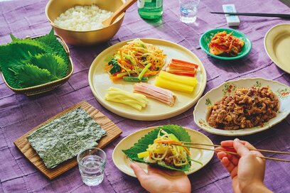 コウケンテツさんの絶品「手巻きキンパ」。彩り豊かで目でも楽しめる