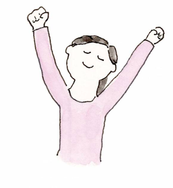 イラストのびをする女性