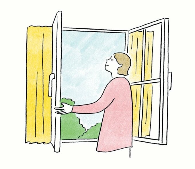 窓を開けるイラスト