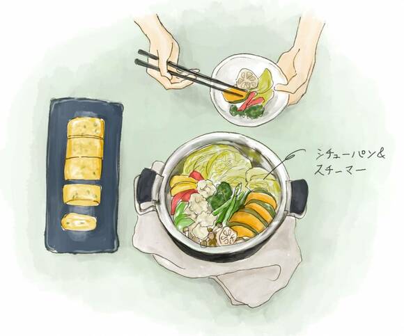 卵焼きや蒸し野菜もおいしくできました