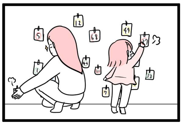 壁にカードを貼る