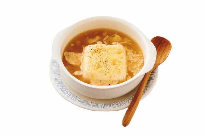 豆腐とエノキのチーズグラタンスープ
