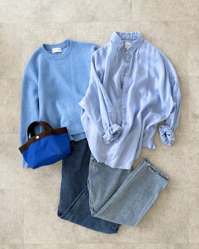 ブルーのコーデ2種類