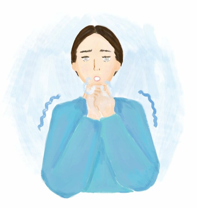 凍える女性イラスト