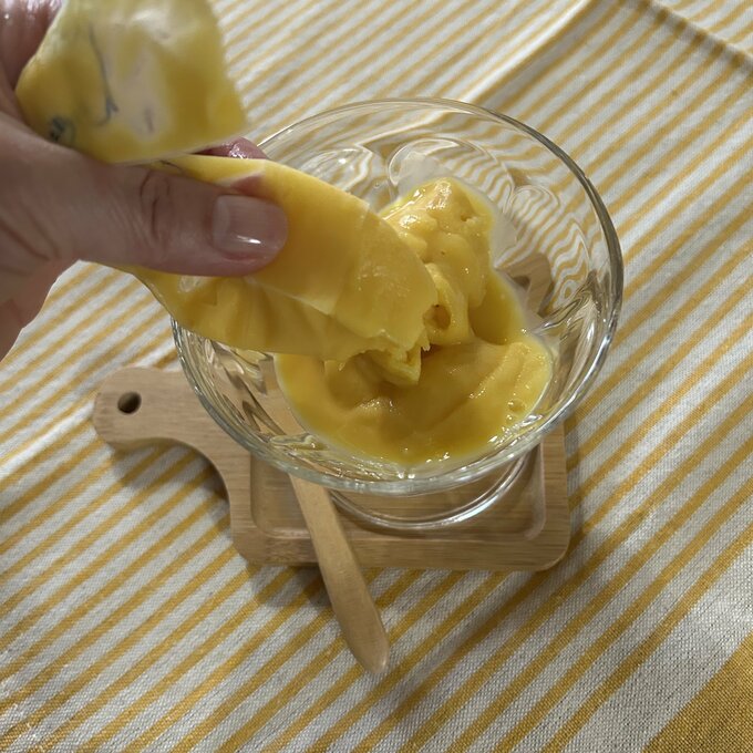 マンゴーシャーベットのできあがり！