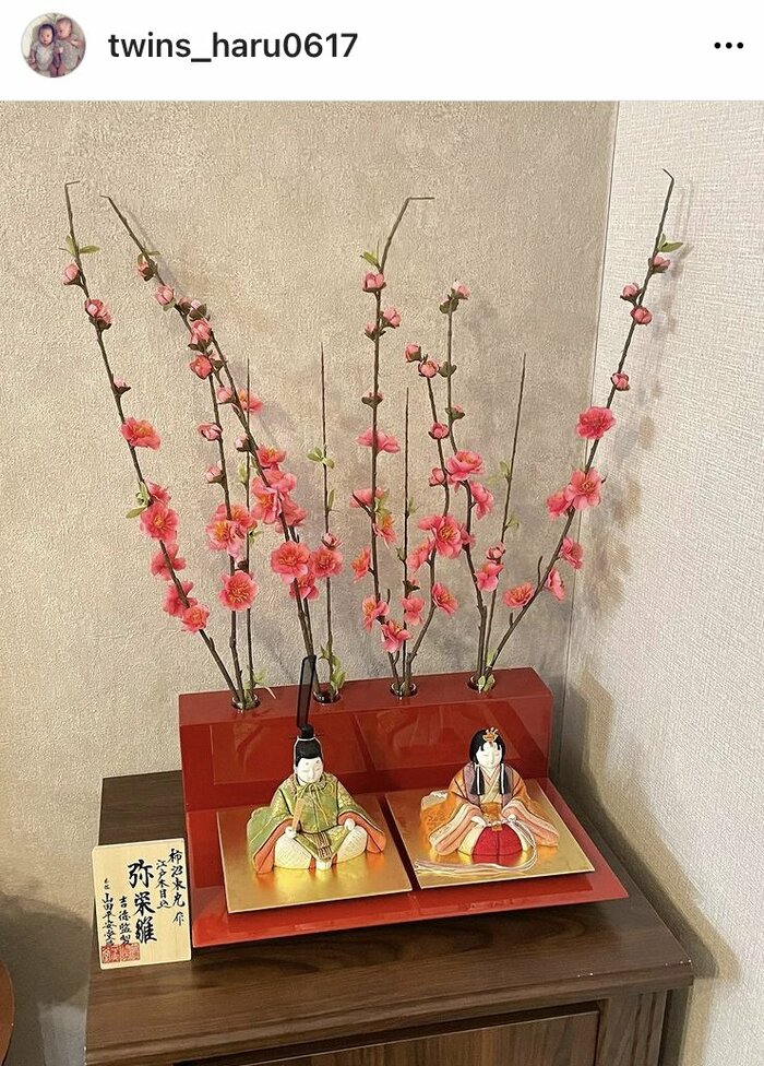 つまみ細工 雛飾り 茶色 雛人形 ひな祭り 畳 ひし餅付き ピンク