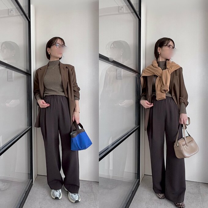 ブラウンのワントーンコーデ