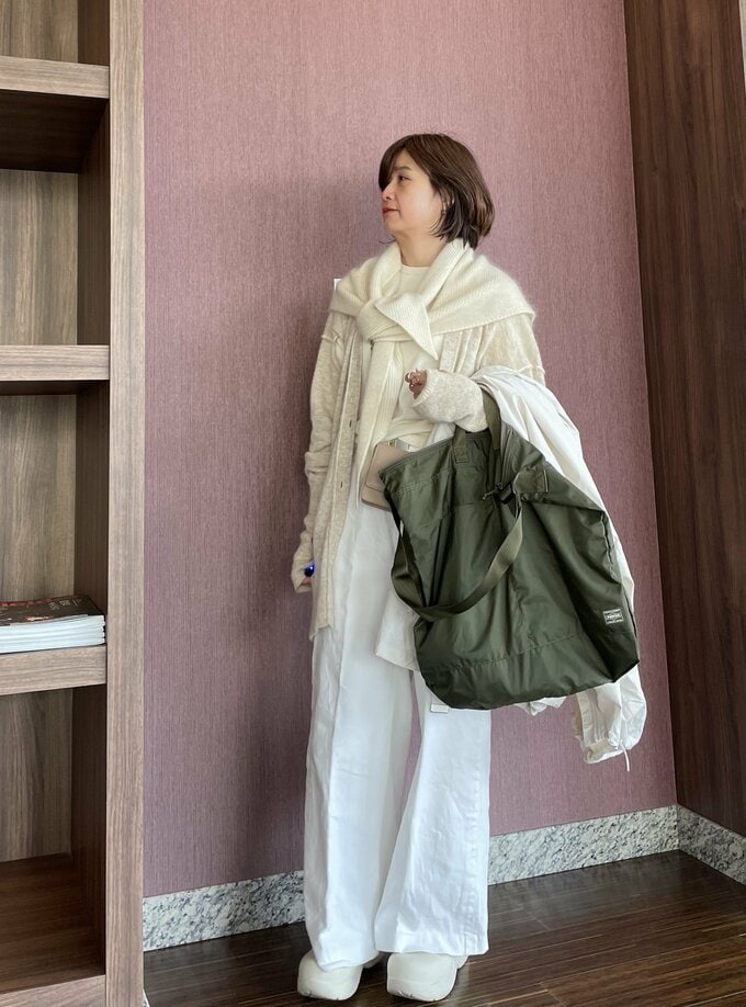 50代ポーターのナイロンバッグを使ったコーデ1