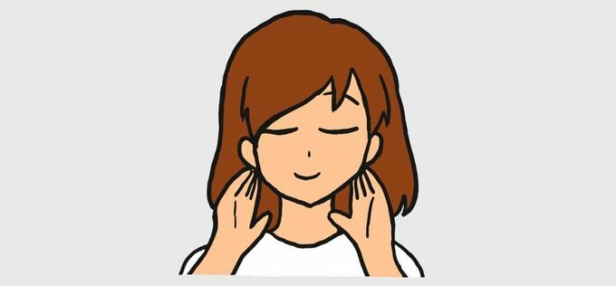 「大迎」をマッサージしているイラスト