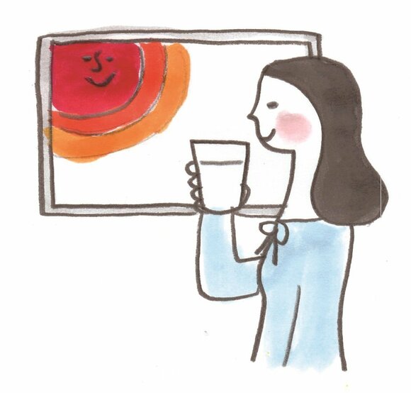 女性がドリンクを飲むイラスト