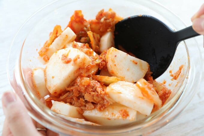 長いもをあえる