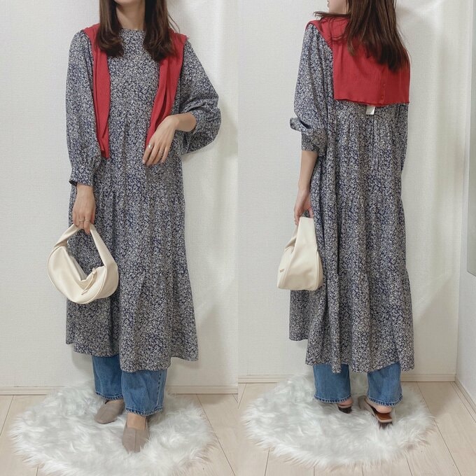 ワンピースに肩掛け