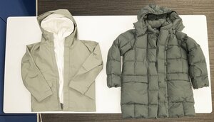 【左】ブロックテックパーカ＆スウェットパーカ、【右】ウルトラライトダウンコート