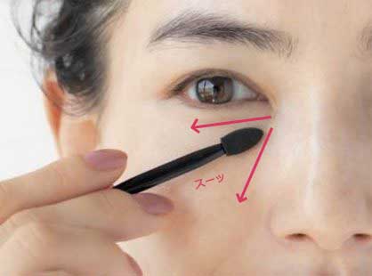 目の下にコンシーラーを塗る様子