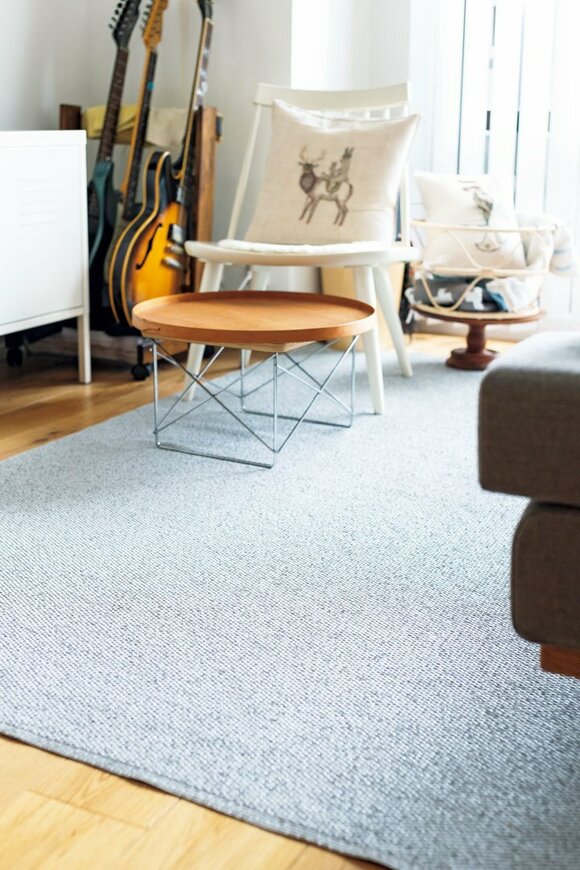 グレーのラグのあるリビング