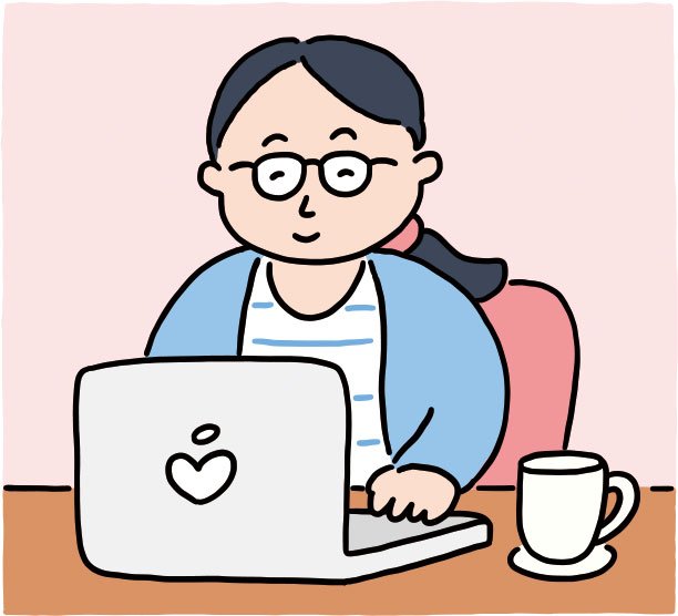 イラストPC作業の女性