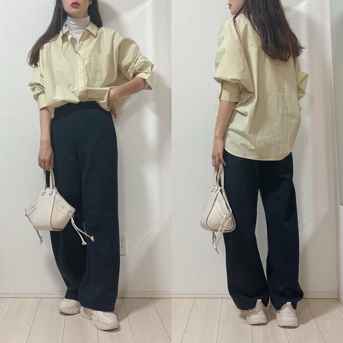 黄色いシャツのコーディネート
