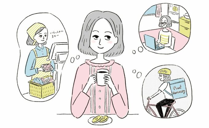 考える女性イラスト