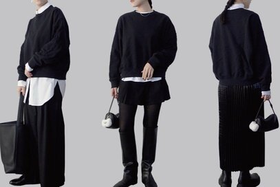 アラフォーの「ユニクロ・スウェット」着まわしコーデ3つ。今年はちょい大きめの黒がおすすめ