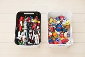 「ポイポイ投げ入れるボックス収納なら、ゲーム感覚で楽しく片づけができますよ」