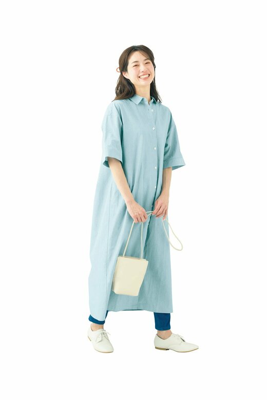 無印良品のシャツワンピを使ったコーディネート