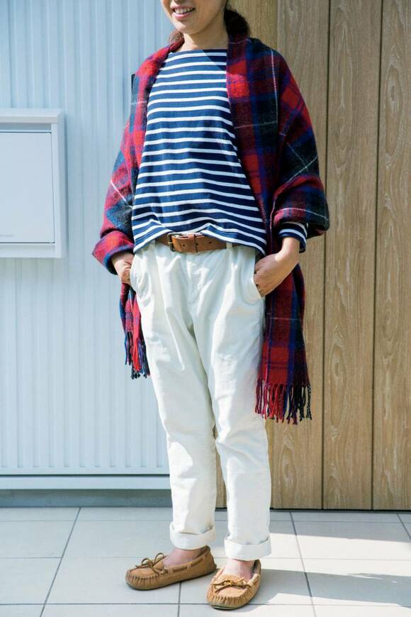 ボーダーに白パンツのテッパンのスタイル