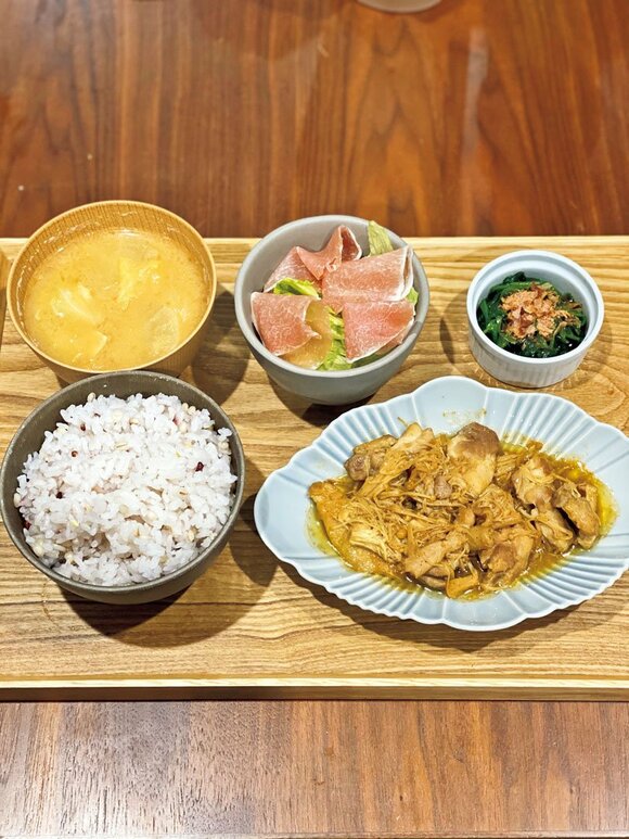 エノキと鶏肉炒め物